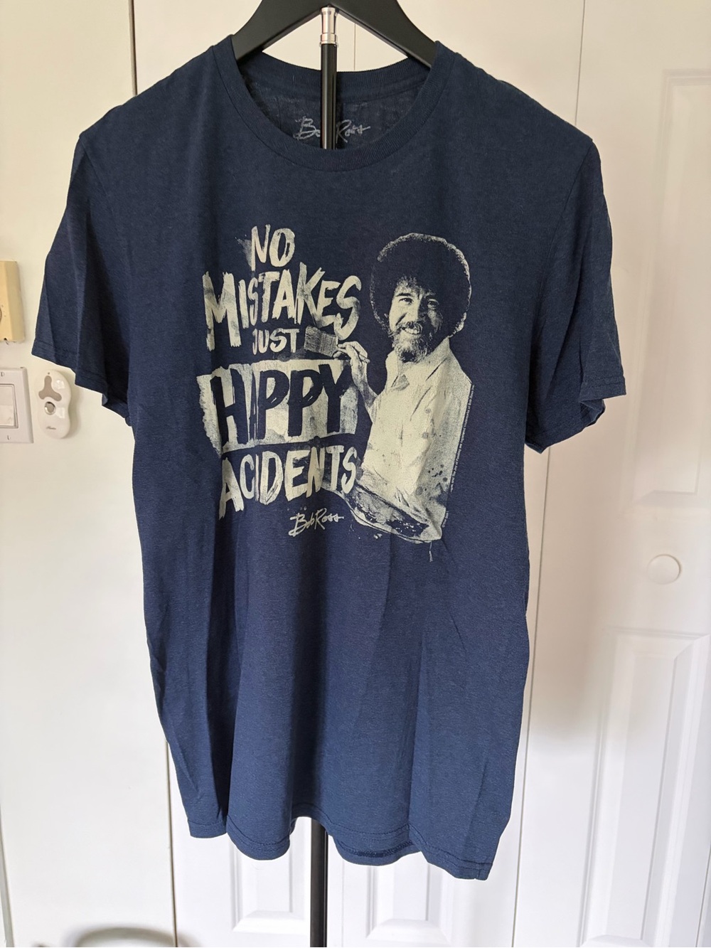 Men's Navy Bob Ross Graphic Tee - 'No Mistakes'